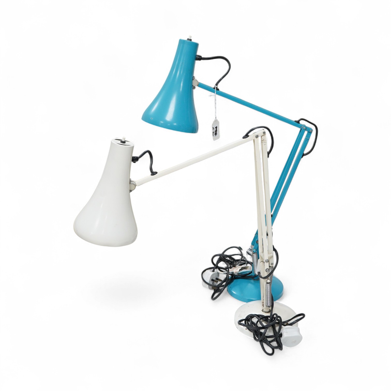 Two Herbert Terry anglepoise desk lamps to include a turquoise example